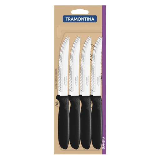 [086-71988] CUCHILLO P/ASADO TRAMONTINA 23360/905 IPANEMA 12 PZS NEGRO