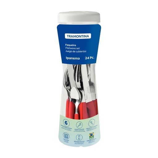 [086-99791] JUEGO DE CUBIERTOS TRAMONTINA 23399/791 IPANEMA 24PZS  ROJO