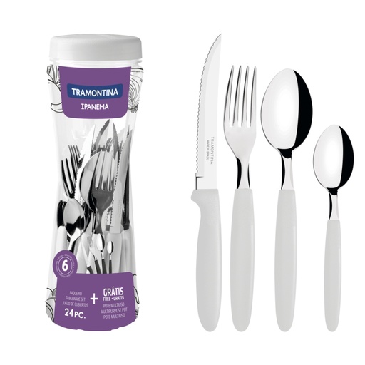[086-99891] JUEGO DE CUBIERTOS TRAMONTINA 23399/891 IPANEMA 24PZS BLANCO