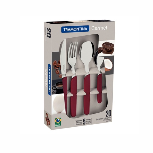 [086-99082] JUEGO DE CUBIERTOS TRAMONTINA 23499/082 CARMEL BORDO 20PZS