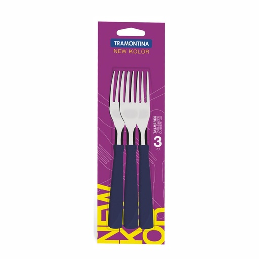 [086-62310] TENEDOR DE MESA TRAMONTINA 23162/310 NEW KOLOR AZUL 3PZS
