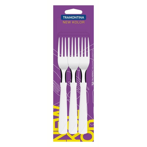 [086-62380] TENEDOR DE MESA TRAMONTINA 23162/380 NEW KOLOR 3PZS BLANCO