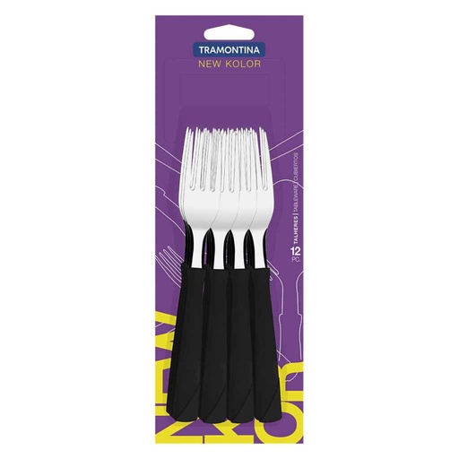 [086-62900] TENEDOR DE MESA TRAMONTINA 23162/900 NEW KOLOR NEGRO 12PZS