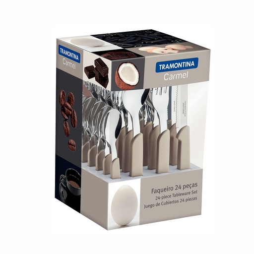 [086-09022] JUEGO DE CUBIERTOS TRAMONTINA 23499/022 CARMEL MARFIL 24PZS
