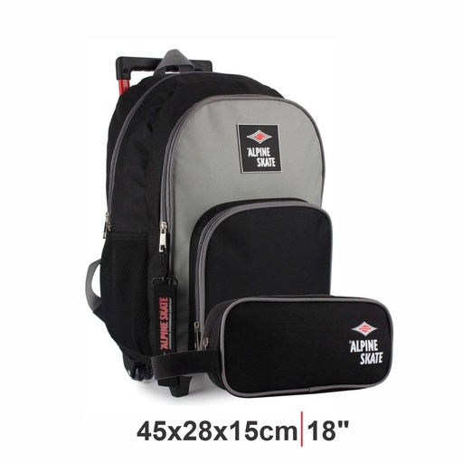 [198-73506] MOCHILA CARRO ALPINE SKATE 27350-B GRIS C/CARTUCHERA